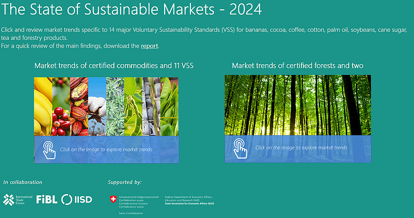 Homepage of the Sustainable Markets map.